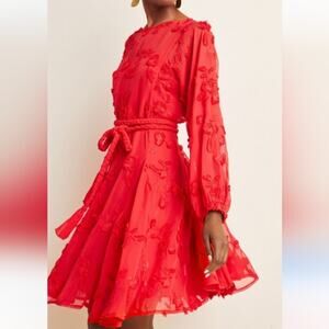 Mare Mare "Amal" Anthropologie Textured Red Dress Size XS